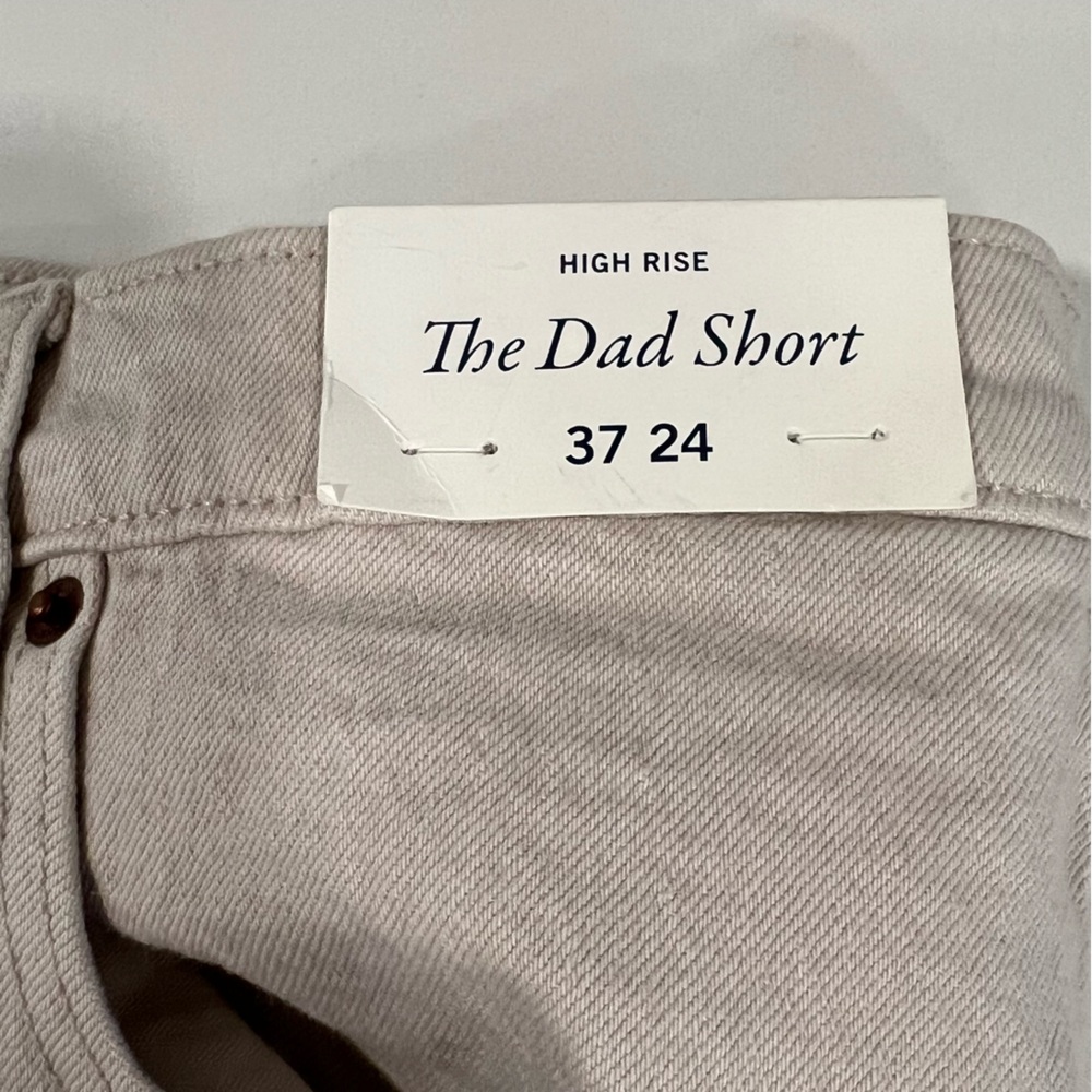 Abercrombie & Fitch women's The Dad Short High Rise‎ 37/24 beige jean shorts NWT - Picture 3 of 10